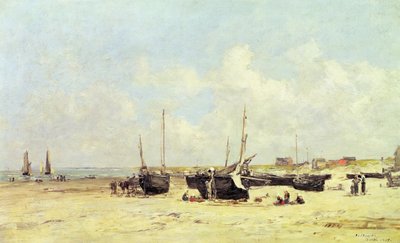 Het strand bij eb, Berck door Eugene Louis Boudin